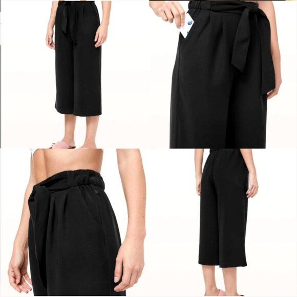 Lululemon Noir Wide Leg Crop Pants Size 6 Belted Waist Black Flowy Workwear S - Picture 2 of 11